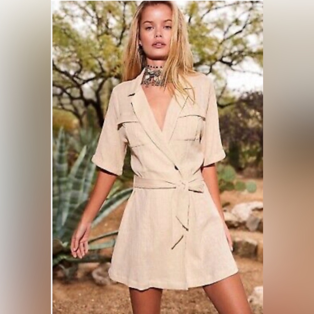 Free People Clementine Linen Blend Wrap Dress